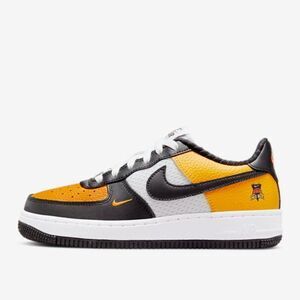NIKE AIR FORCE 1 Black Gold Jersey Mesh Sneakers Shoes Youth 7 Women's 8.5